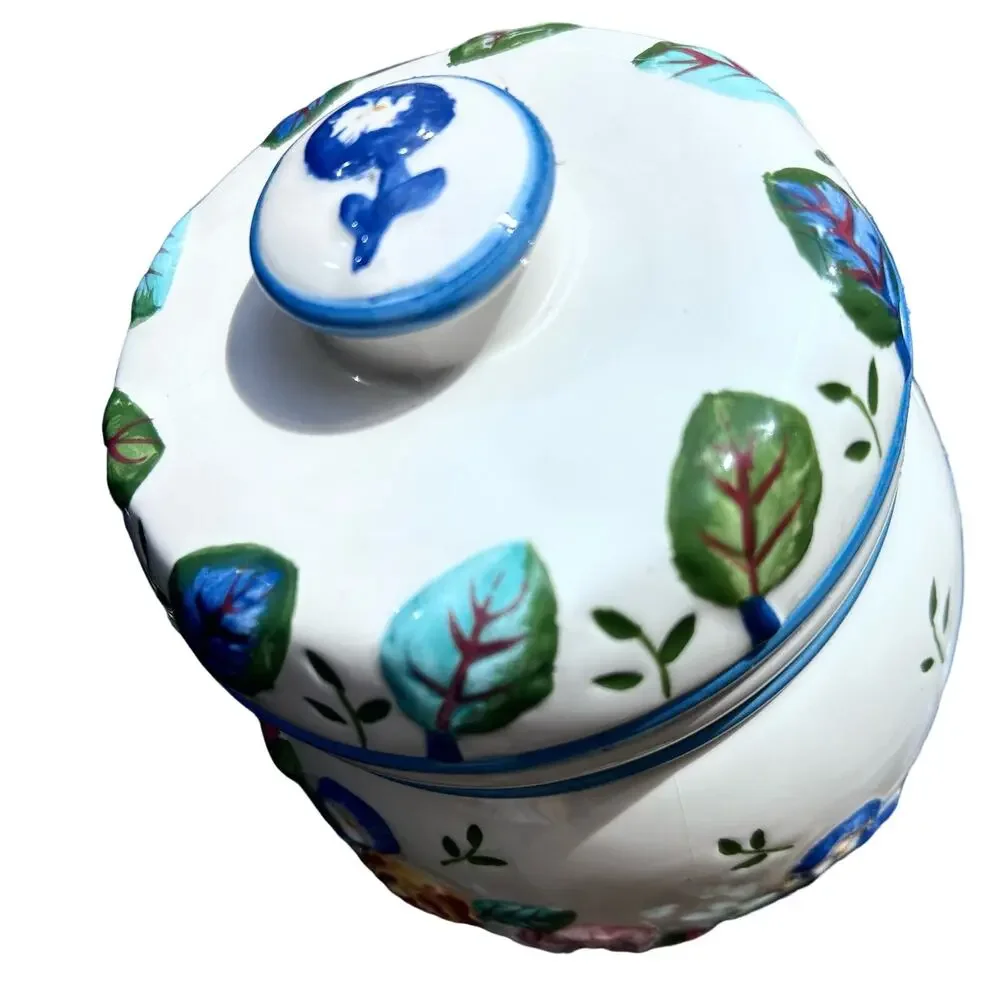Laura Ashley ceramic‎ Jar vintage floral cottagecore multicolor flour tea cookie